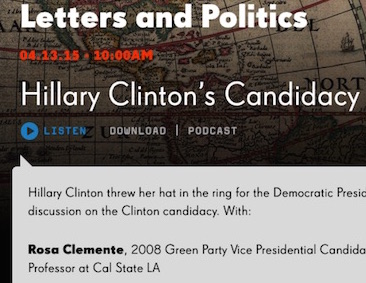 KPFA – Rosa Clemente on Hillary Clinton’s Candidacy